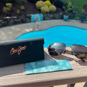 Maui Jim Black and Silver Sunglasses with Case